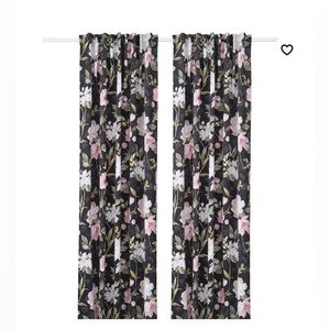 Ikea ROSENMOTT
Black-out curtains, 1 pair, black/floral patterned, 57x98 "